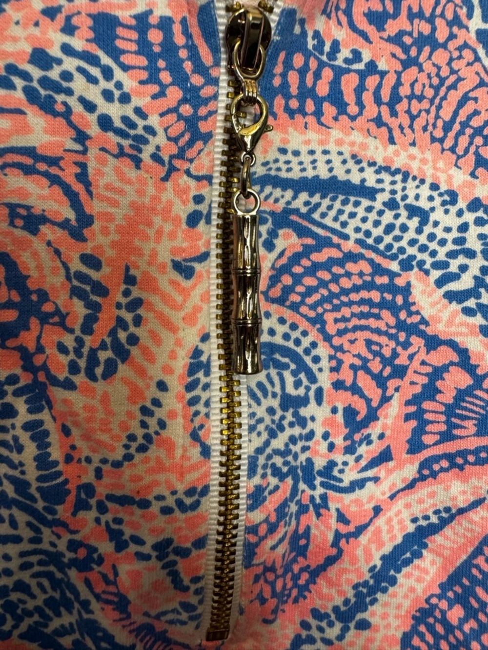 Lilly Pulitzer Pink and Blue Paisley Zip Pullover - Picture 4 of 6